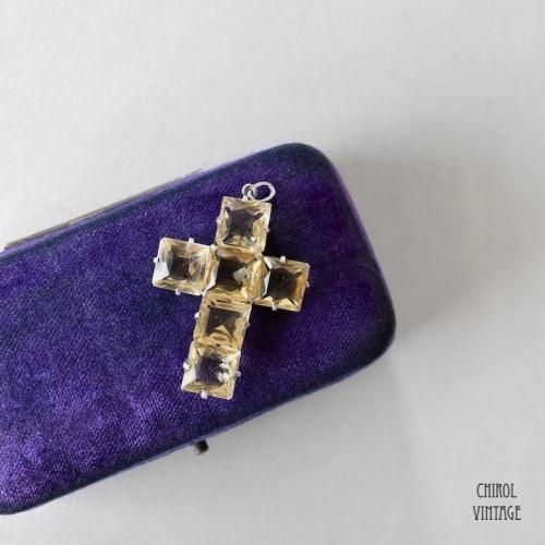 アンティーク シトリン クロスペンダント