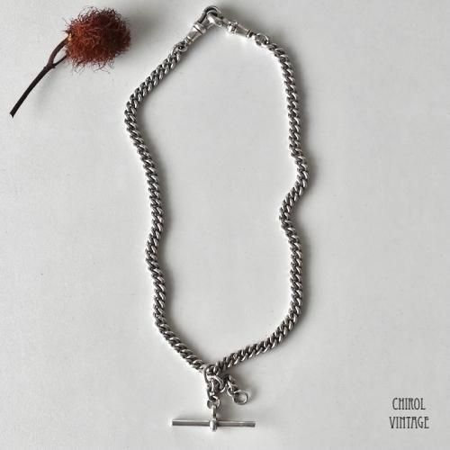 アンティーク スターリングシルバー ダブルアルバートチェーン ネックレス