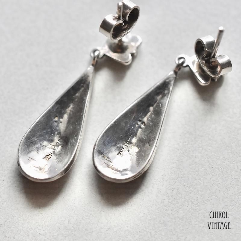 マーカサイト ペンダントドロップ シルバーピアス - CHIROL