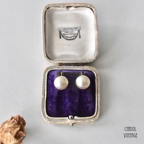 ボタンパール シルバーフックピアス