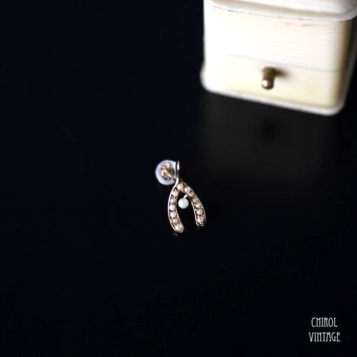 15Kゴールド シードパール ウィッシュボーンピアス(single)