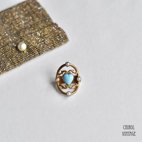 ターコイズハートグラスxシードパール スモールスカーフリング