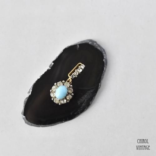 アンティーク ターコイズxクリアグラスクラスター タイニーチャーム