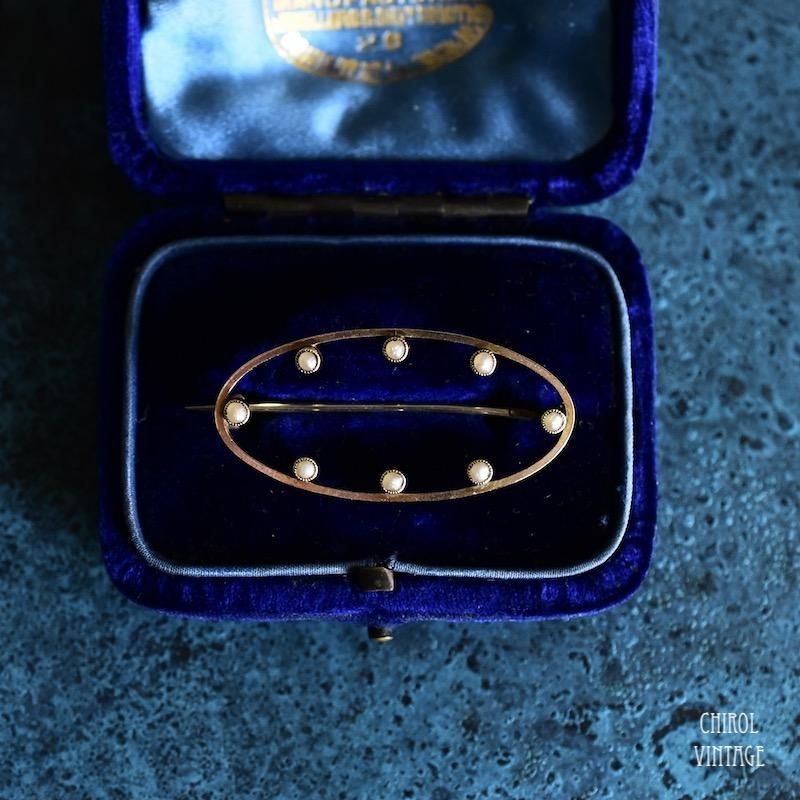 ヴィンテージ 14K シードパール? 月モチーフ 三日月 ブローチ