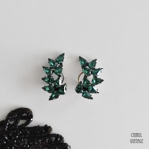 ミントグリーンペアビジュー ワイヤークリップイヤリング