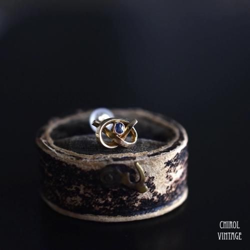 15Kゴールド サファイア ラヴァーズノットピアス(single)