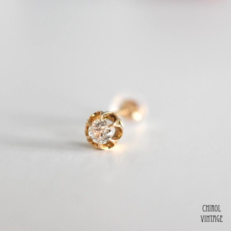 天然 ダイヤモンド オールドマインカット　ピアス ペア　K18 YG 天然 ダイヤモンド オールドマインカットピアス ペアK18 YG