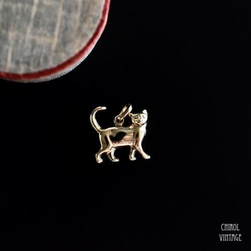 ヴィンテージ 9Kゴールド ウォーキングキャット パフチャーム