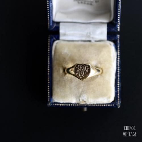 アンティーク 18Kゴールド モノグラム シールドシグネットリング