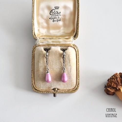 ピンクエナメルティアドロップ シルバーイヤリング