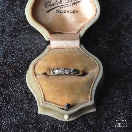 アンティーク 18Kゴールド オールドマインカット 4ダイアモンドリング