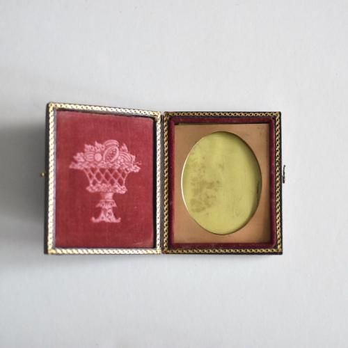 アンティーク レザー フォトフレーム オーバル