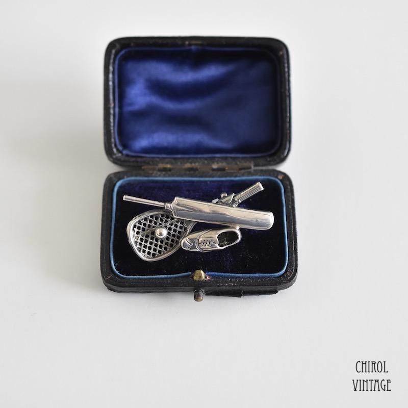 スターリングシルバー テニスxクリケットブローチ＋CHIROL VINTAGE