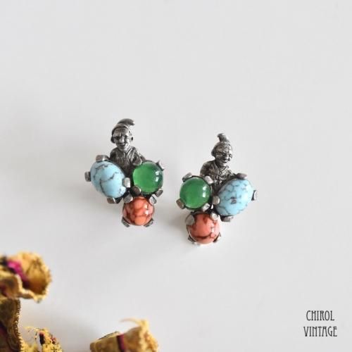 ナチュラルストーングラス ピクシーイヤリング