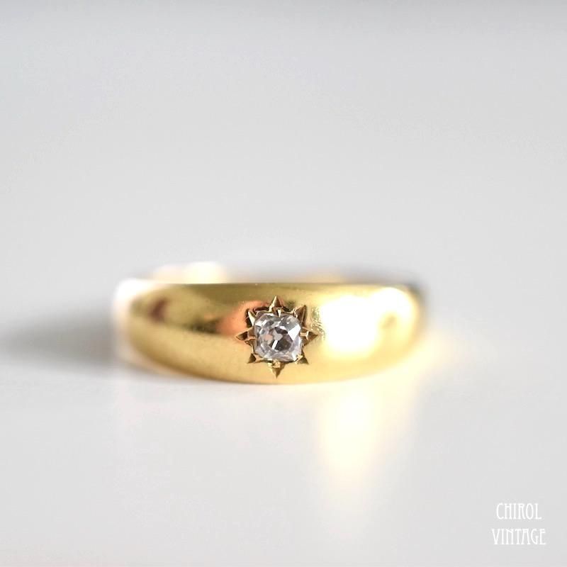 オールドカットダイヤモンド 18CT GOLD ジプシーリング14号