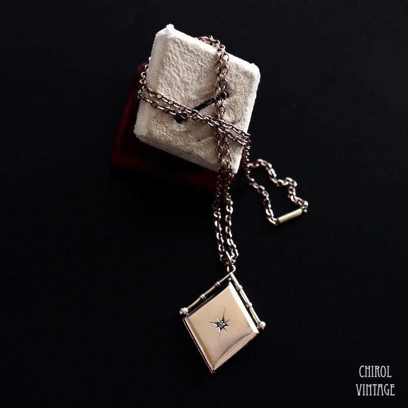 アンティーク 9Kゴールド バック＆フロント ダイアモンド ダイヤ