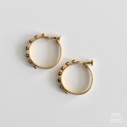 ミントグリーングラス メッシュフープイヤリング