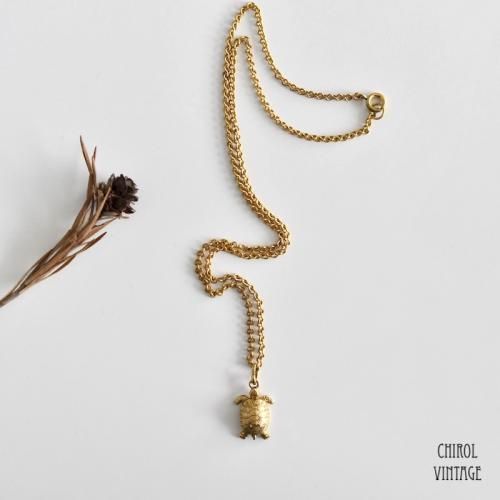 フランス FIX 18Kゴールドプレート タートルチャームネックレス