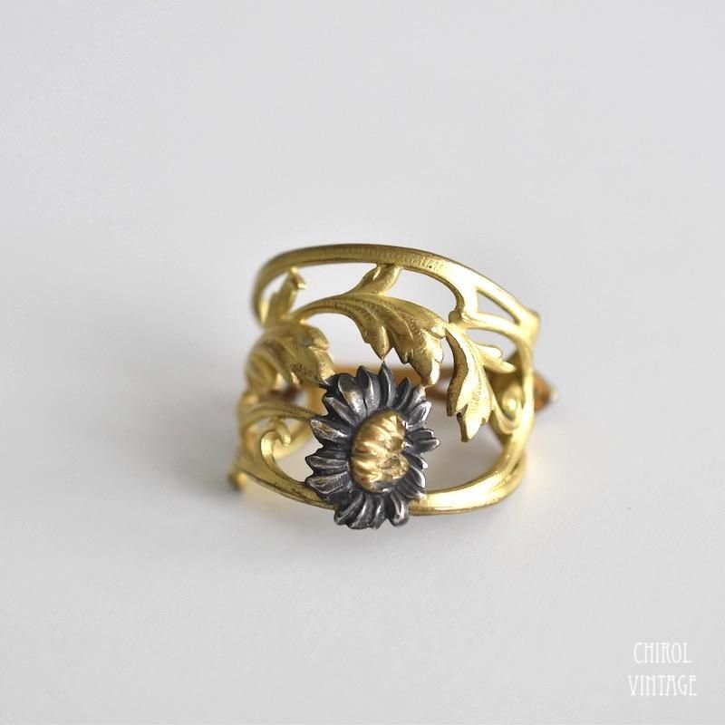 VINTAGE ヴィンテージ アクセサリー エンジェルモチーフ スカーフリング シルバー / ゴールド フラワーエングレイヴ スカーフリング