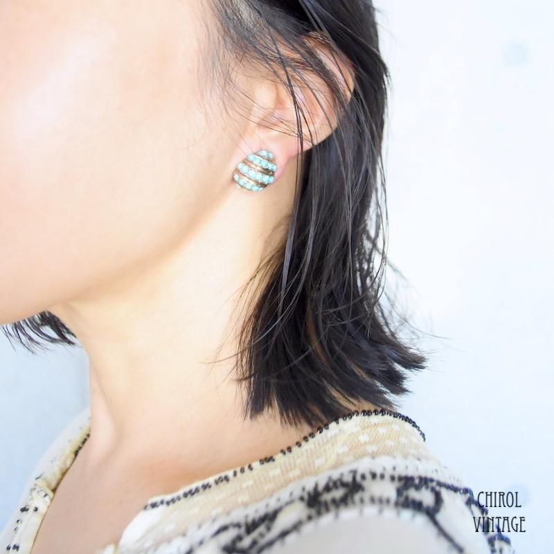 スワールターコイズ シルバー クリップイヤリング - CHIROL