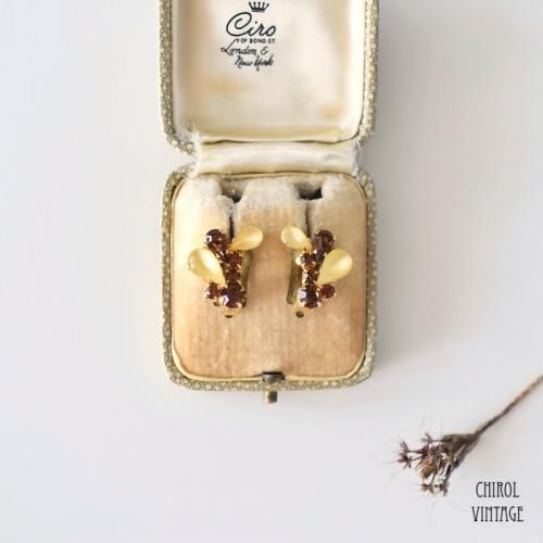 イエローサテンペアビジュー ミニイヤリング