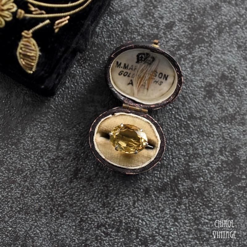 アンティーク タイニーシトリン シルバーブローチ