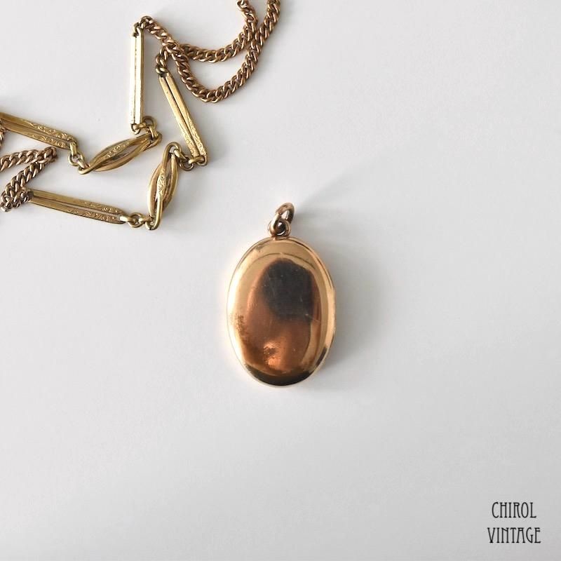 アンティーク 10Kゴールドフィルド プレーンオーバルロケット - CHIROL