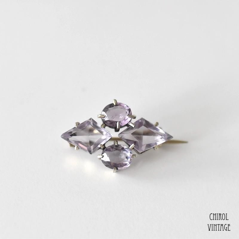 アンティーク アメジストブローチ ダイヤオーバル - CHIROL