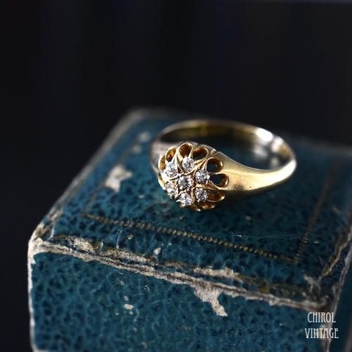 アンティーク 18Kゴールド ダイアモンド バターカップリング