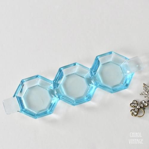 アクアブルー オクタゴングラスディッシュ