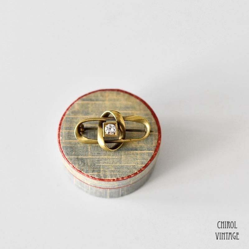 クリアグラス リボン インフィニィティノットブローチ - CHIROL