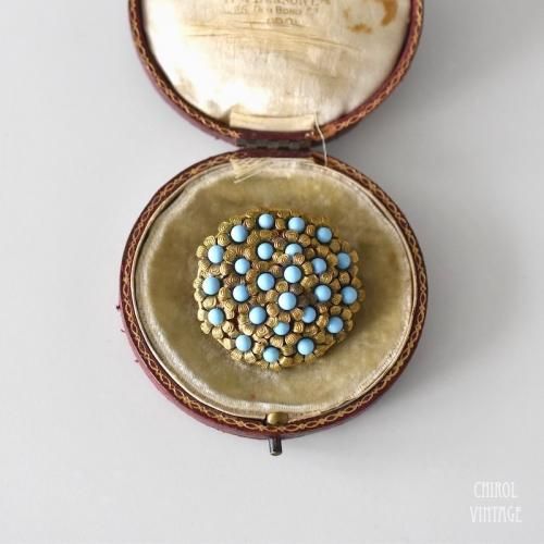 ターコイズグラス フラワークラスターブローチ