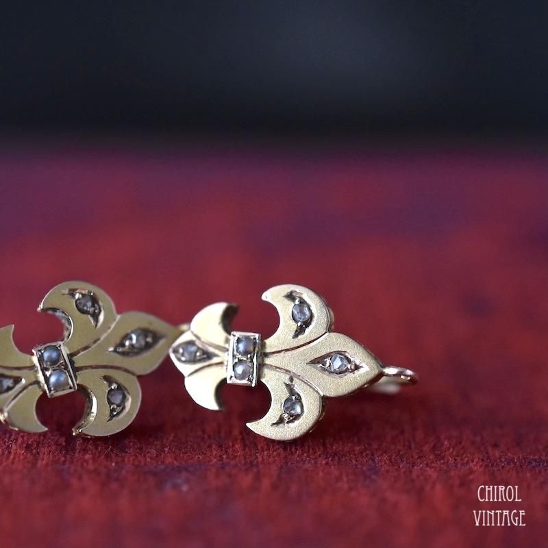 アンティーク フランス 18Kゴールド ダイアモンドxパール フルール