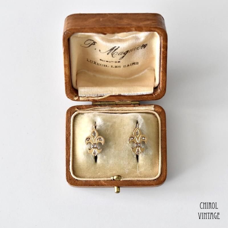 アンティーク フランス 18Kゴールド ダイアモンドxパール フルール