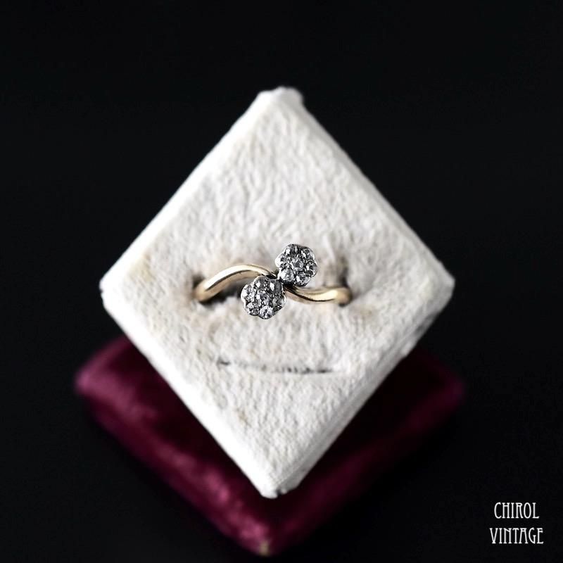 アンティーク 18Kゴールド ダイアモンド ツインデイジーリング