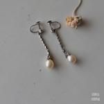 シルバーマーカサイト ドロップパールイヤリング