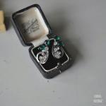 エメラルドグラス シルバーイヤリング