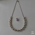 グラスパールxラインストーンネックレス