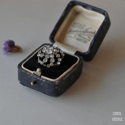 エドウォーディアン クリアグラス ドームブローチ