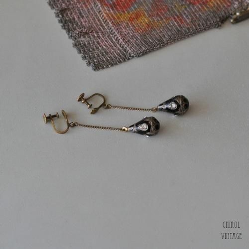 ブラックエナメル ティアドロップイヤリング