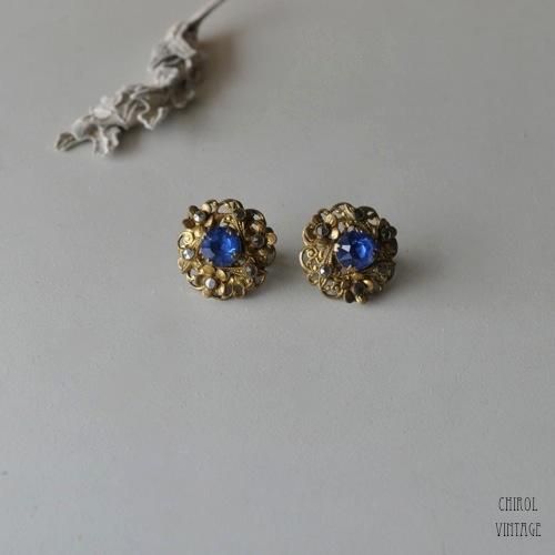 ブルーストーンxマーカサイト フラワーイヤリング