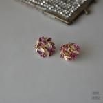 TRIFARIトリファリ ピンクストーンxリーフサークルイヤリング