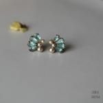 アクアマリンペタル パールビジューイヤリング