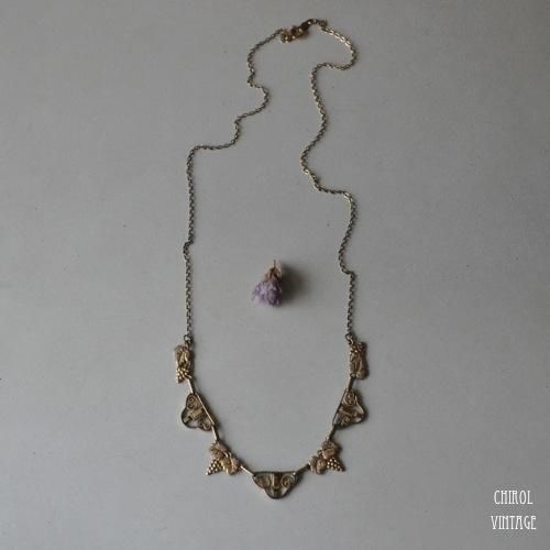 アールデコ ゴールドプレート グレープネックレス