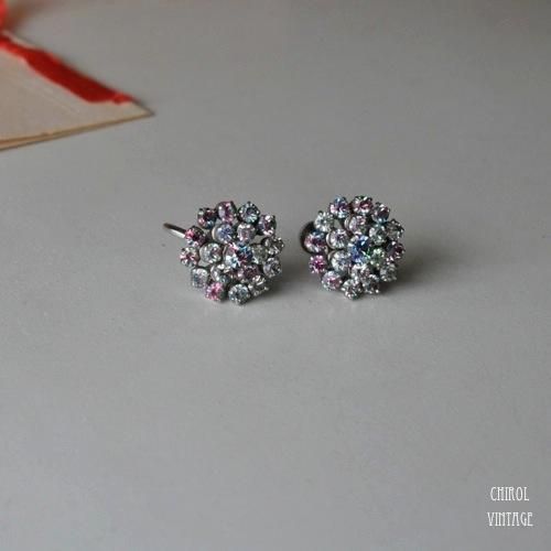 ミニアイリスグラス クラスターフラワーイヤリング