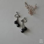 フレンチジェットチェーン ダブルドロップイヤリング