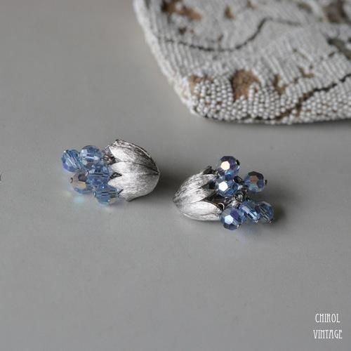 シルバーxブルーオーロラ ベルフラワーイヤリング