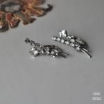 ラインストーン スクエアグラスイヤリング