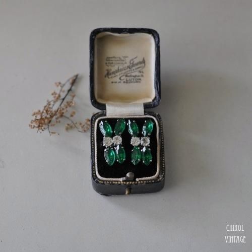 エメラルドxクリアマーキスビジューイヤリング