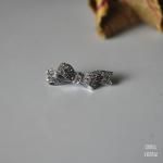 シルバーxクリアグラス リボンブローチ